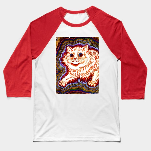 Cat  : A Louis Wain abstract psychedelic Art Print Baseball T-Shirt by posterbobs